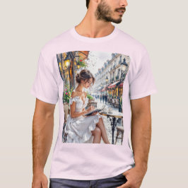 Camiseta Mulheres Parisiense Elegância: Vibrações de Rua de