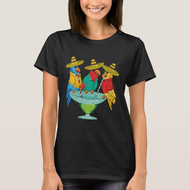 Camiseta Mulheres Parrot Cinco De Mayo Funny Bebendo Tequil (Frente)