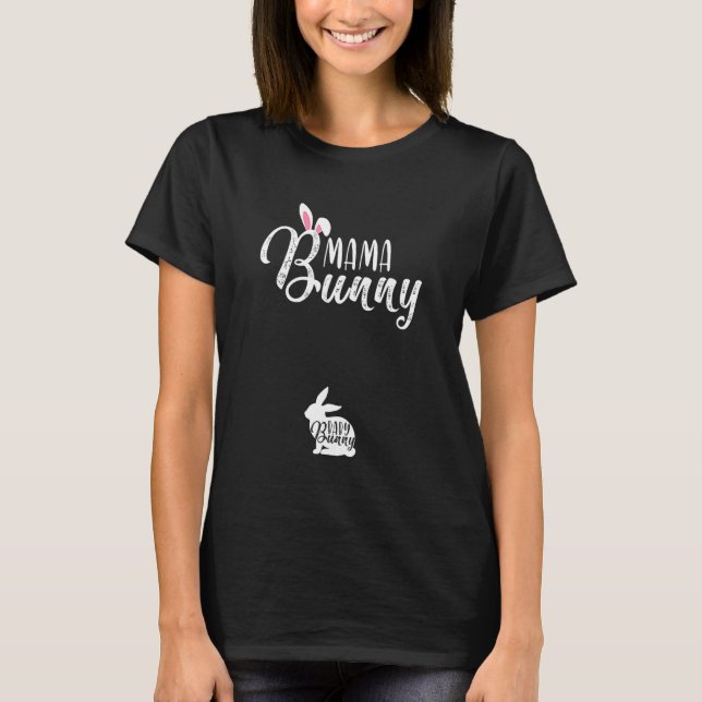Camiseta Mulheres Páscoas Gravidez Mamãe Bunny Ba (Frente)