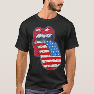 Camiseta Mulheres Patriotas Orgulhosas Lábios de Língua Ban
