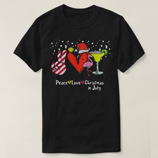 Camiseta Mulheres Paz Adoram Natal Em Julho Engraçado Verão (Frente do Design)