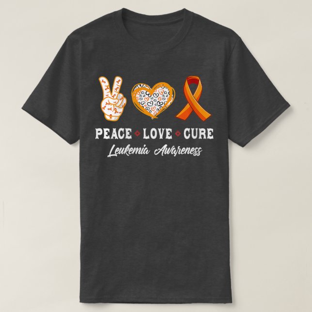Camiseta Mulheres Paz Amor Curam Leucemia Homens mulheres (Frente do Design)