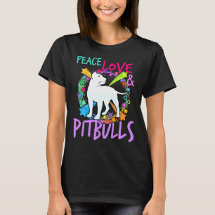 Camiseta Mulheres Paz Amor E Impressão Pitbull Touro Touro