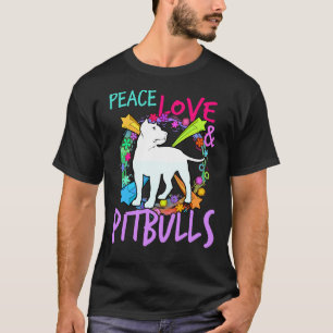 Camiseta Mulheres Paz Amor E Impressão Pitbull Touro Touro