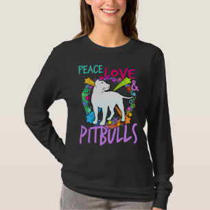 Camiseta Mulheres Paz Amor E Impressão Pitbull Touro Touro