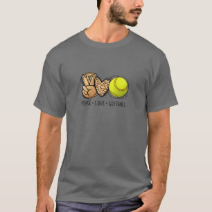 Camiseta Mulheres Paz Amor Softball Mães Leopard Imprima M