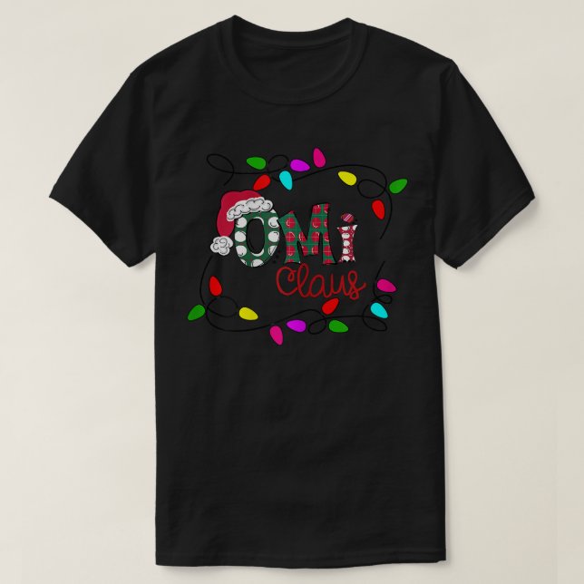 Camiseta Mulheres Personalizadas Natal Omi Claus Xmas Light (Frente do Design)