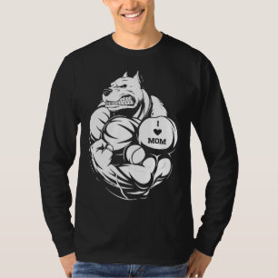 Camiseta Mulheres Pitam Cachorro Tatuagem Eu Amo Mamãe