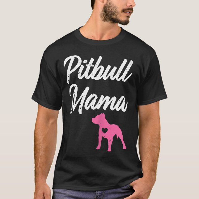 Camiseta Mulheres Pitbull Mamãe Engraçada Mulheres Enfiam T (Frente)