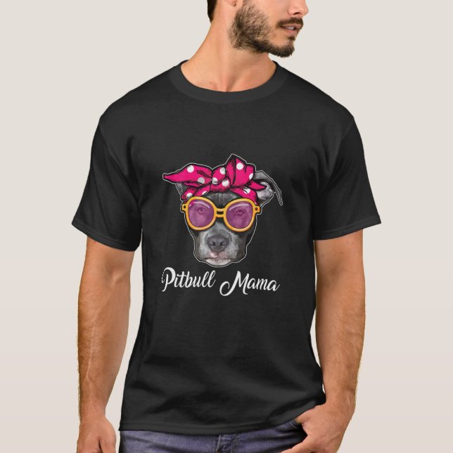 Camiseta Mulheres Pitbull Mamãe Mamãe Mãe Vermelha Escarf E (Frente)