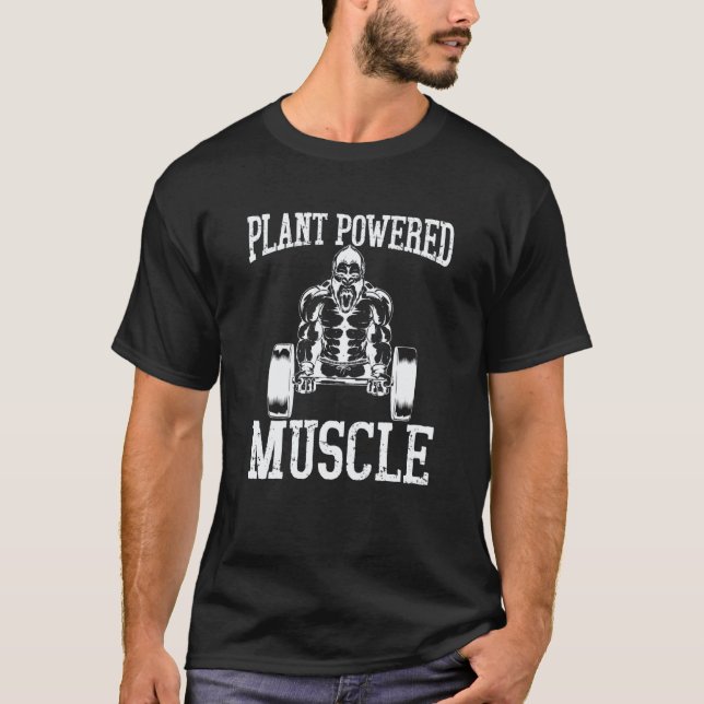 Camiseta Mulheres Poder Muscular Vegetariano Ginásio Muscul (Frente)