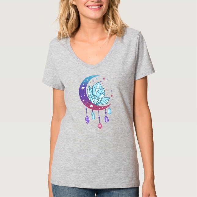 Camiseta Mulheres Presente místico de meio-lua cristal para (Frente)