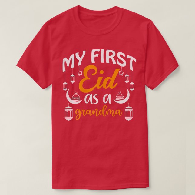 Camiseta Mulheres Primeiro Eid Como Avó Feliz Eid Al Fitr A (Frente do Design)