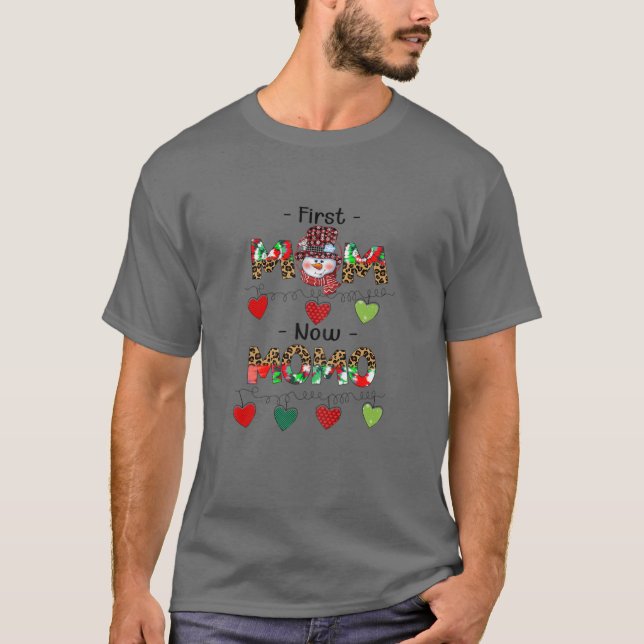 Camiseta Mulheres Primeiro Mãe Agora Momo Snowman Leopard H (Frente)