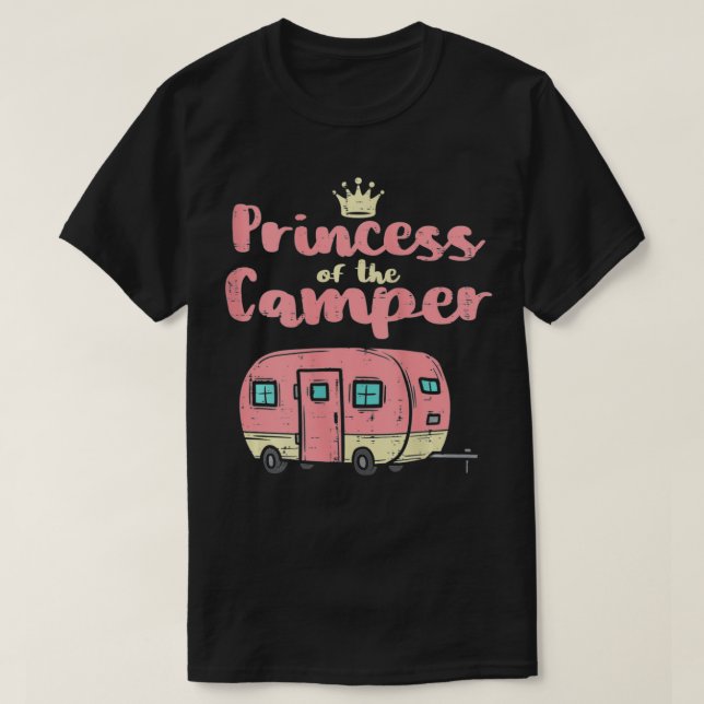 Camiseta Mulheres Princesa De Camper Cute Camping Van Trail (Frente do Design)