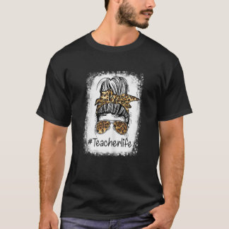 Camiseta Mulheres Professoras Vida Mensagem Bun Cabelo Band