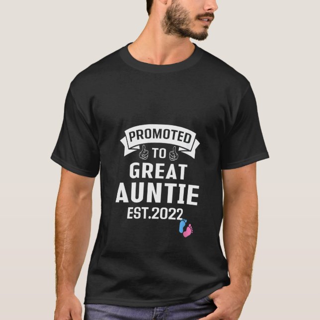 Camiseta Mulheres Promovidas Para A Tia Excelente 2022, Sex (Frente)