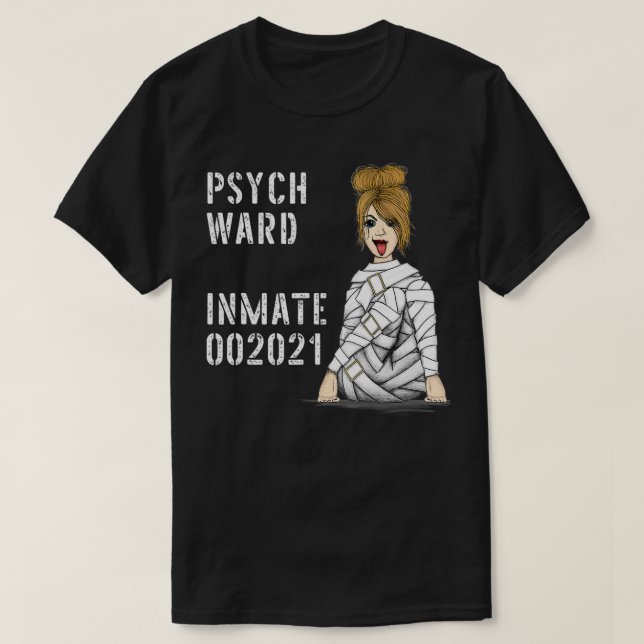 Camiseta Mulheres Psych Ward Costume Preso Prisioneiro de P (Frente do Design)