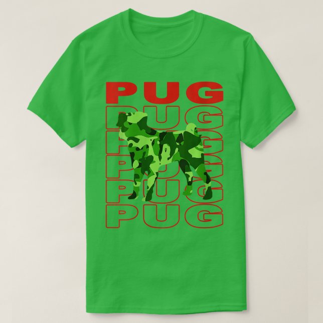Camiseta Mulheres Pug Camouflage Style Streetjura Engraçado (Frente do Design)