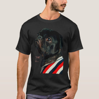 Camiseta Mulheres Pug Preto Homens Mãe Pai Pug Vida Amor Ca
