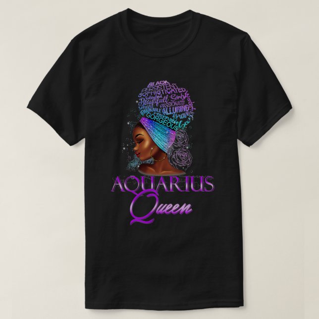 Camiseta Mulheres Purple Aquarius Rainha Africana Janu (Frente do Design)