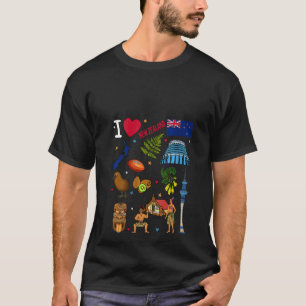 Camiseta Mulheres que amo Nova Zelândia. Marcas de identifi