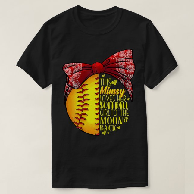 Camiseta Mulheres Que Essa Mímica Ama Seu Softball Girl Sof (Frente do Design)