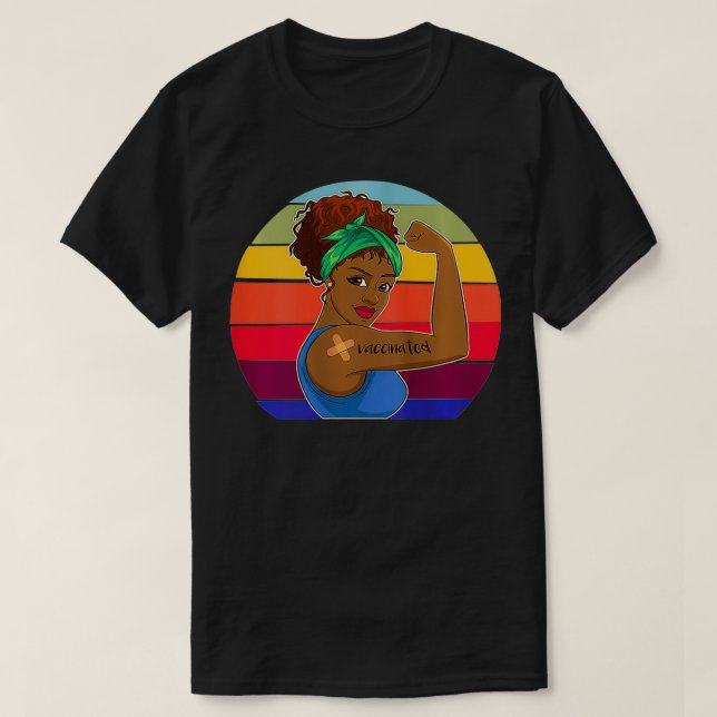 Camiseta Mulheres Que Fui Vacinada Para A América Africana (Frente do Design)