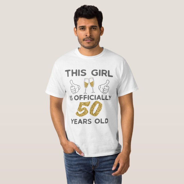 Camiseta Mulheres Que Garotas Oficialmente 50 Anos 50 Anos (Frente Completa)