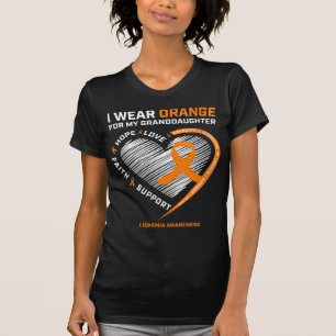 Camiseta Mulheres Que Visto Laranja Para Minha Neta Leucemi