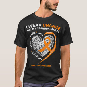 Camiseta Mulheres Que Visto Laranja Para Minha Neta Leucemi
