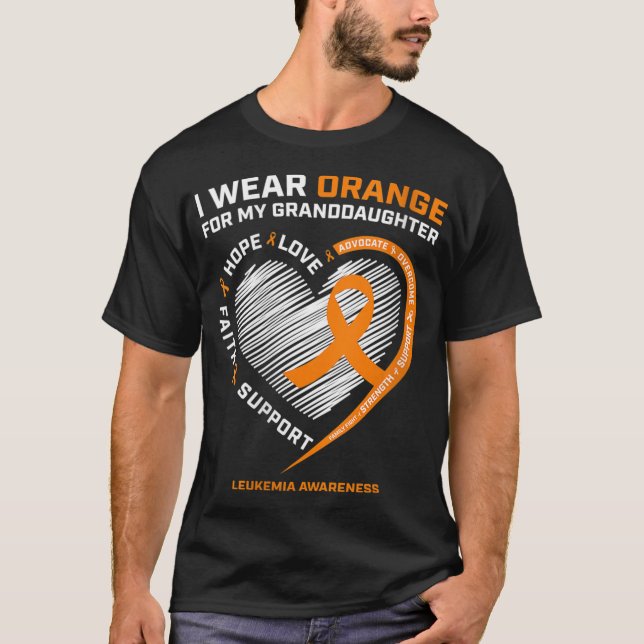 Camiseta Mulheres Que Visto Laranja Para Minha Neta Leucemi (Frente)