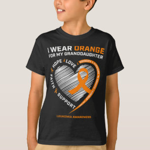Camiseta Mulheres Que Visto Laranja Para Minha Neta Leucemi
