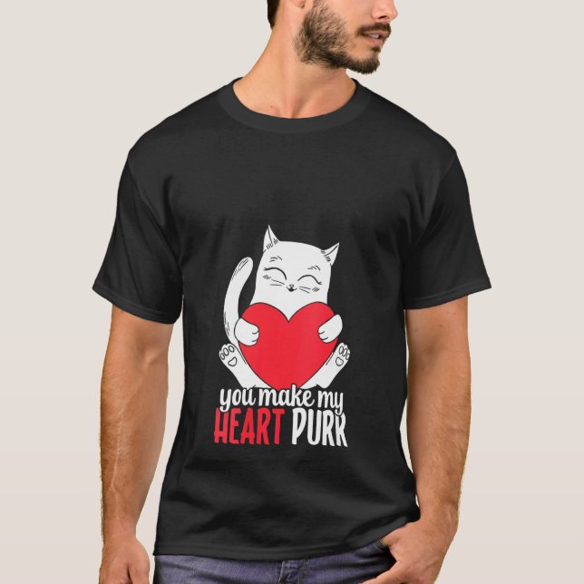 Camiseta Mulheres Que Você Faz Meu Coração Purr Meow Kitty  (Frente)