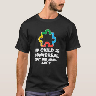 Camiseta Mulheres Quebra-Cabeça Meu Filho É Não Verbal Mamã