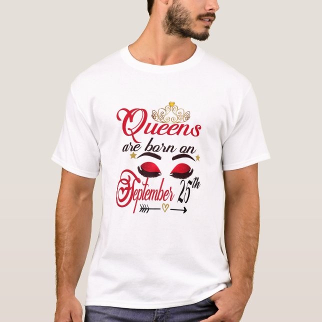 Camiseta Mulheres Queens Nasceres No Bir Libra De Setembro (Frente)