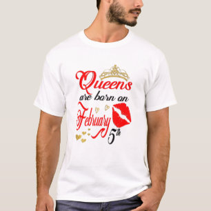 Camiseta Mulheres Queens São Nasceres Em Fevereiro, 5 Aquar