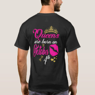 Camiseta Mulheres Queens São Nasceres No Dia 4 De Outubro,