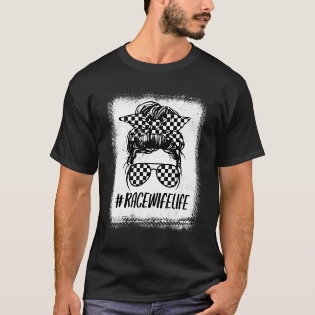 Camiseta Mulheres Race Esposa Racer Mamãe Mensy Bun Bl (Frente)