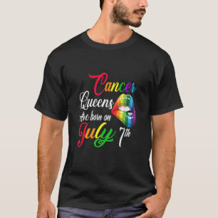 Camiseta Mulheres Rainbow Queens São Nasceres No Cancer De