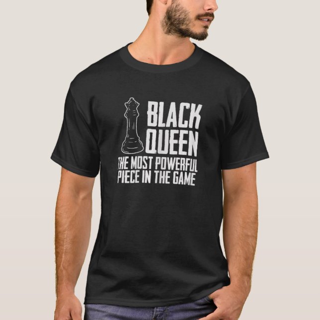 Camiseta Mulheres Rainha Negra Mais Poderosa Ame Xadrez Afr (Frente)