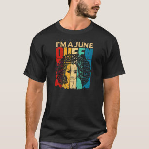 Camiseta Mulheres Rainhas Engraçadas Junho Aniversário Negr