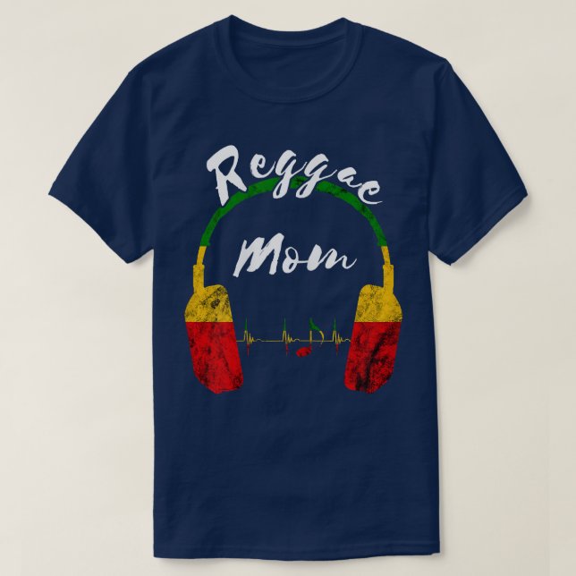 Camiseta Mulheres Reggae Mãe Rastafari Raia Fones de ouvido (Frente do Design)