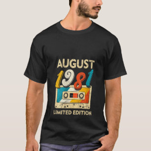 Camiseta Mulheres Retro August 1981 Cassette Tape 40th Birt