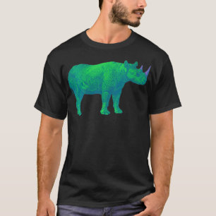 Camiseta Mulheres Retro Funky Green Rhino Spirit Rhino Rhin