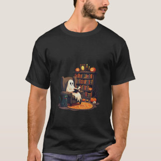 Camiseta Mulheres Retro Ghost Leading Books Bibliotecário G