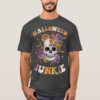 Camiseta Mulheres Retro Groovy Spooky Hippy Halloween Flora