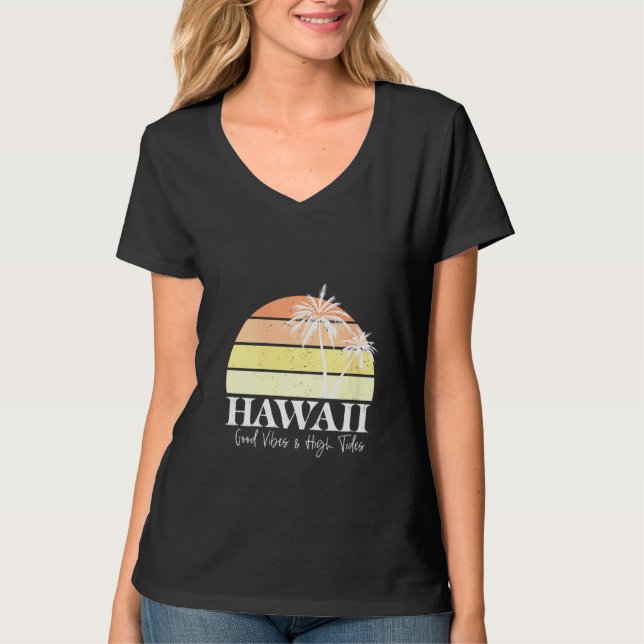 Camiseta Mulheres Retro Havaí, Havaí, na praia de verão tro (Frente)