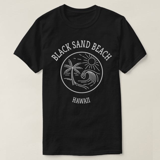 Camiseta Mulheres Retro Legal Black Sand Beach Havaí Cênnic (Frente do Design)