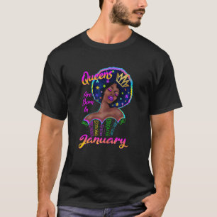 Camiseta Mulheres Retro Queens São Nasceres Em Janeiro Aniv